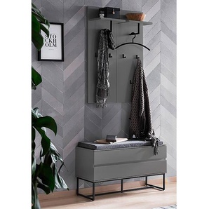 Garderobenset III 3-teilig 90 x 148 x 35cm Grau/Dunkelgrau