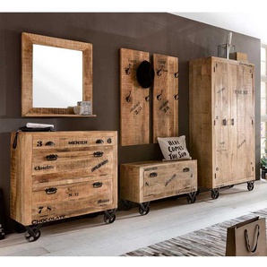Garderobenset im Loft Design Holz massiv (sechsteilig)