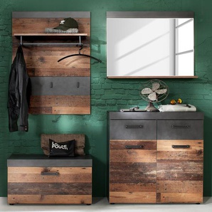 Garderobenset Indy II 4-teilig 185 x 192 x 37cm Braun