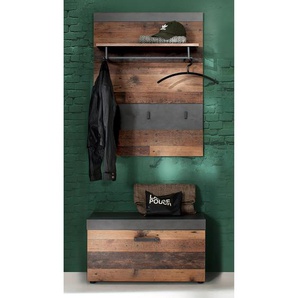Garderobenset Indy III 2-teilig 80 x 192 x 37cm Braun