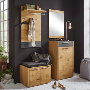 Garderobenset III 5-teilig 135 x 195 x 37cm Braun/Grau