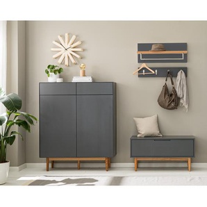 Garderobenset 4-teilig Kombi A 215 x 132 x 40cm Grau/Grau