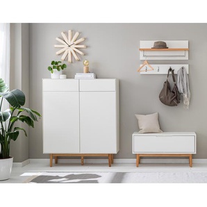 Garderobenset 4-teilig Kombi A 215 x 132 x 40cm Weiß/Weiß