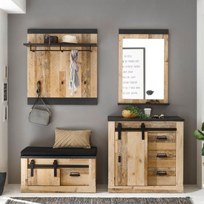 Garderobenset IV 4-teilig 206 x 200 x 43cm Braun/Eiche Dekor