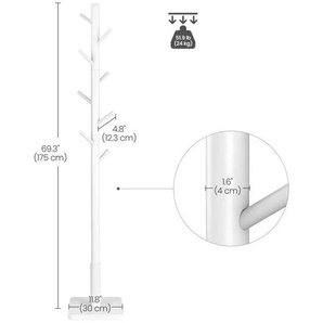 Garderobenständer  Andi ¦ weiß ¦ Holzwerkstoff ¦ Maße (cm): B: 30 H: 175