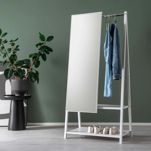 Garderobenständer HOME AFFAIRE Izano weiß (weiß, 1 stange, 2 böden, spiegel) Ständer, Halterungen Haken