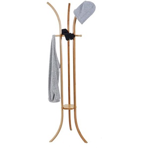 Garderobenständer HWC-D89, Standgarderobe Garderobe Kleiderständer, Holz Bambus 177x48x48cm