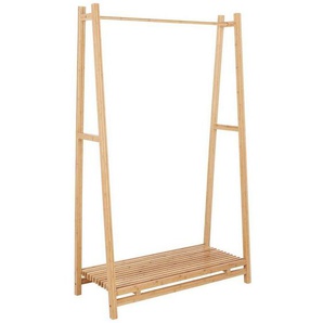Garderobenständer, Natur, Holz, Bambus, Hartholz, 105x175x50 cm, Schuhablage, standfeste Füße, gastro- und objekttauglich, Garderobe, Garderobenständer
