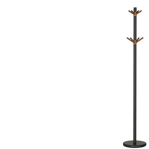 Garderobenständer Rogola | schwarz | Metallrohr,Massivholz | 188 cm | 30.0 |