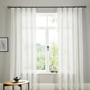Gardine ANDAS Fiete Gardinen Gr. 225 cm, Kräuselband, 140 cm, beige (natur) Kräuselband Gardine Leinen Optik, Sichtschutz, halbtransparent, einfarbig, Leinenoptik