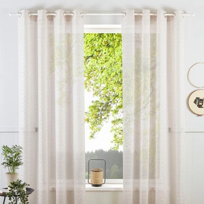 Gardine BRUNO BANANI Linus Gr. 1, beige (sand), B:130cm H:145cm, Polyester, Gardinen, 1 Schal, eingewebte Querstreifen, Topseller