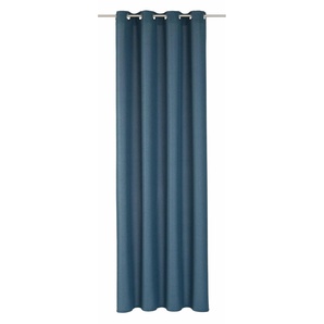 Gardine ELBERSDRUCKE Lino uni Gardinen Gr. 255 cm, Ösen, 140 cm, blau (petrol) Ösen Gardine