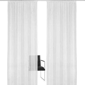 Gardine GUIDO MARIA KRETSCHMER HOME&LIVING Mila Gardinen Gr. 245 cm, Kräuselband, 140 cm, weiß Kräuselband Gardine Wellenmuster, Voile, einfarbig, democratichome Edition, bestickt
