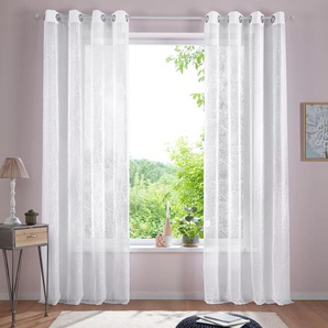 Gardine HOME AFFAIRE Adele Gardinen Gr. 245 cm, Ösen, 130 cm, weiß Landhaus Gardinen transparent, mit floraler Stickerei, Voile