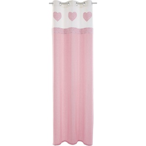 Gardine HOME AFFAIRE Herz Spitze Gardinen Gr. 225 cm, Ösen, 110 cm, rosa (rose) Gardine Landhaus Gardinen blickdicht, Bio Baumwolle