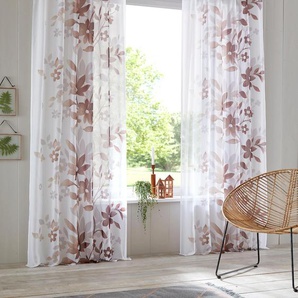 Gardine HOME AFFAIRE Ina Gardinen Gr. 145 cm, Schlaufen, 144 cm, braun Landhaus Gardinen Gardine transparent, einseitig bedruckt, Voile