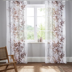 Gardine HOME AFFAIRE Ina Gardinen Gr. 245 cm, Kräuselband, 144 cm, braun Landhaus Gardinen transparent, einseitig bedruckt, Voile