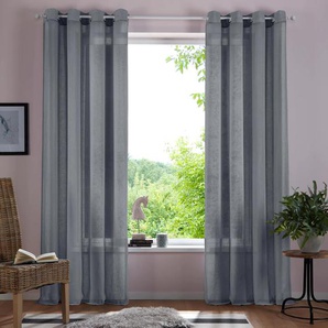 Gardine HOME AFFAIRE Mara Gardinen Gr. 145 cm, Ösen, 140 cm, grau Landhaus Gardinen Gardine transparent, Leinen Optik, monochrom, basic