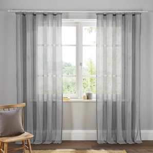 Gardine HOME AFFAIRE Mara Gardinen Gr. 225 cm, Kräuselband, 140 cm, grau Landhaus Gardinen Gardine Leinen-Struktur, einfarbig