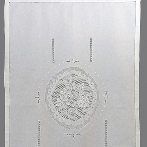 Gardine HOSSNER - ART OF HOME DECO Wildspitze Gardinen Gr. 180 cm, Stangendurchzug, 80 cm, weiß Stangendurchzug m. Häkelspitze aus ECHTER HANDARBEIT