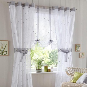 Gardine Jaca, Home affaire, Ösen (2 St), transparent, Voile, transparent, bestickt, Voile, inkl. Raffhalter