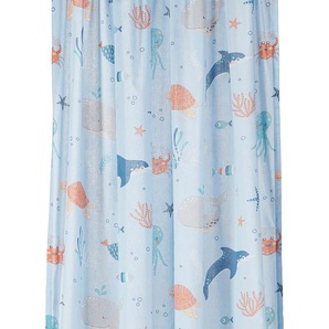 Gardine LÜTTENHÜTT Ocean Gardinen Gr. 245 cm, Kräuselband, 135 cm, blau Kräuselband Nachhaltige Kindergardine, mit Meeresmotiven einseitig bedruckt, Tiere