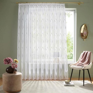 Gardine MY HOME Bea Gardinen Gr. 145 cm, Kräuselband, 450 cm, rot (burgund) Fertiggardine Fertigstore Gardine Gardinenstore Langstore Kräuselband Store