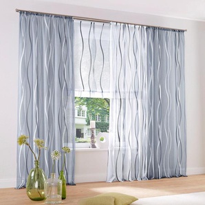 Gardine MY HOME Dimona Gardinen Gr. 295 cm, Kräuselband, 140 cm, grau (silbergrau) Kräuselband Gardine 2er-Set, transparent, Voile, Polyester