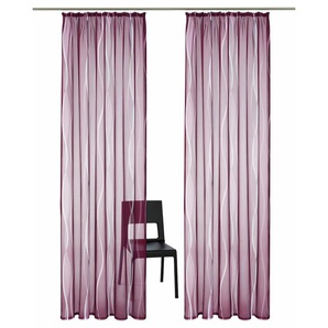 Gardine MY HOME Dimona Gardinen Gr. 295 cm, Kräuselband, 140 cm, lila (beere) Kräuselband Gardine 2er-Set, transparent, Voile, Polyester