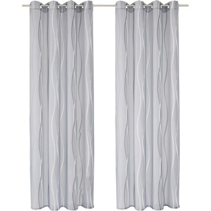 Gardine MY HOME Dimona Gardinen Gr. 295 cm, Ösen, 140 cm, grau (silbergrau) Ösen Gardine 2er-Set, transparent, Voile, Polyester