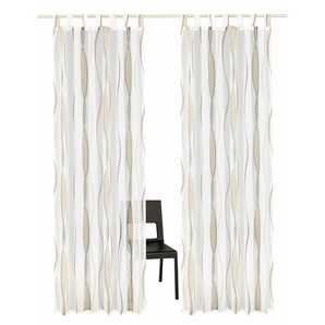 Gardine MY HOME DIMONA Gardinen Gr. 295 cm, Schlaufen, 140 cm, grau (weiß, taupe) Schlaufen Gardine 2-er Set, Voile, Polyester, Wellen