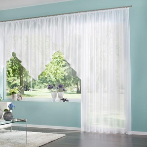 Gardine MY HOME Missy Gardinen Gr. 175 cm, Kräuselband, 450 cm, weiß Fertiggardine Fertigstore Gardine Gardinenstore Langstore Kräuselband Vorhang, Fertiggardine, Store, transparent