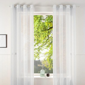 Gardine MY HOME REGINA Gardinen Gr. 245 cm, Ösen, 140 cm, weiß Ösen Vorhang, Fertiggardine, 2-er Set, transparent, modern, Struktur