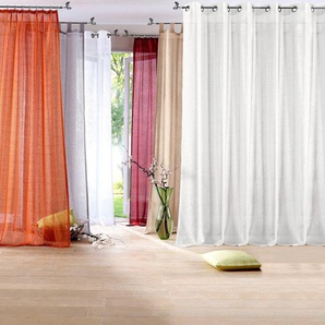 Gardine MY HOME REGINA Gardinen Gr. 265 cm, Kräuselband, 140 cm, beige (creme) Kräuselband Gardine Vorhang, Fertiggardine, 2-er Set, transparent