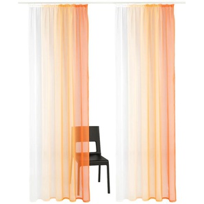 Gardine MY HOME Valverde Gardinen Gr. 265 cm, Kräuselband, 144 cm, orange Kräuselband Vorhang, Fertiggardine, transparent