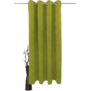 Gardine VHG Adina Gardinen Gr. 225 cm, Ösen, 140 cm, grün Landhaus Gardinen Deko Samt, Polyester, pflegeleicht, nach Maß