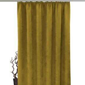 Gardine VHG Adina Gardinen Gr. 255 cm, Kräuselband, 140 cm, gelb (ocker) Landhaus Gardinen Deko Samt, Polyester, pflegeleicht, nach Maß