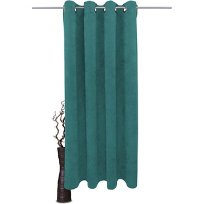 Gardine VHG Adina Gardinen Gr. 260 cm, Ösen, 140 cm, grün (jade) Landhaus Gardinen Deko Samt, Polyester, pflegeleicht, nach Maß