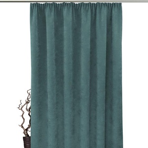 Gardine VHG Adina Gardinen Gr. 270 cm, Kräuselband, 140 cm, blau (hellblau) Landhaus Gardinen Deko Samt, Polyester, pflegeleicht, nach Maß