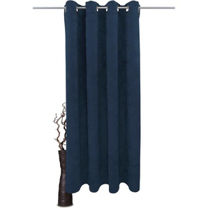 Gardine VHG Adina Gardinen Gr. 275 cm, Ösen, 140 cm, blau Landhaus Gardinen Deko Samt, Polyester, pflegeleicht, nach Maß