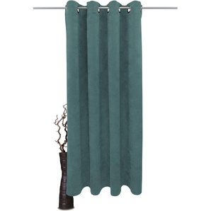 Gardine VHG Adina Gardinen Gr. 275 cm, Ösen, 140 cm, blau (hellblau) Landhaus Gardinen Deko Samt, Polyester, pflegeleicht, nach Maß