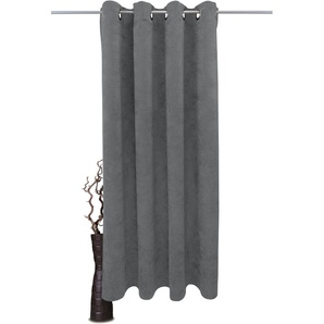 Gardine VHG Adina Gardinen Gr. 280 cm, Ösen, 140 cm, grau Landhaus Gardinen Deko Samt, Polyester, pflegeleicht, nach Maß