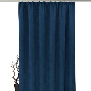 Gardine VHG Adina Gardinen Gr. 285 cm, Kräuselband, 140 cm, blau Landhaus Gardinen Deko Samt, Polyester, pflegeleicht, nach Maß