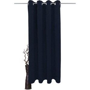 Gardine VHG Adina Gardinen Gr. 285 cm, Ösen, 140 cm, blau (dunkelblau) Landhaus Gardinen Deko Samt, Polyester, pflegeleicht, nach Maß