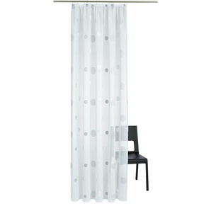 Gardine VHG Claudius Gardinen Gr. 275 cm, Kräuselband, 600 cm, weiß (grau, schwarz, weiß) Kräuselband All Over, Kreise, Motiv, pflegeleicht, nach Maß