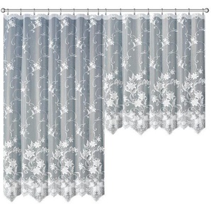 Gardine VHG Marlene Gardinen Gr. 125 cm, Kräuselband, 600 cm, weiß Landhaus Gardinen Jacquard, Polyester, pflegeleicht, nach Maß
