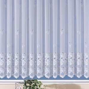 Gardine WECKBRODT Basel Gardinen Gr. 135 cm, Kräuselband, 450 cm, weiß Kräuselband Store, Jacquard, strukturierte Optik, Allover, gemustert, Bordüre