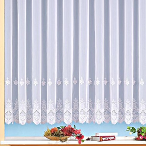 Gardine WECKBRODT Berlin Gardinen Gr. 175 cm, Kräuselband, 300 cm, weiß Gardinenstore Kräuselband Gardine Store, transparent, Voile, echte Stickerei, Bordüre, Kante, gebogt