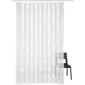 Gardine WECKBRODT Jacquardstore BL-MW Gardinen Gr. 145 cm, Kräuselband, 390 cm, weiß Kräuselband halbtransparent, Polyester, Strukturmuster, Motiv, nach Maß