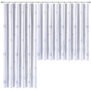 Gardine WECKBRODT Lasa Gardinen Gr. 175 cm, Smokband, 350 cm, blau (blau, naturfarben) Smokband Store, halbtransparent, Voile, bedruckt, Bleibandabschluss, nach Maß